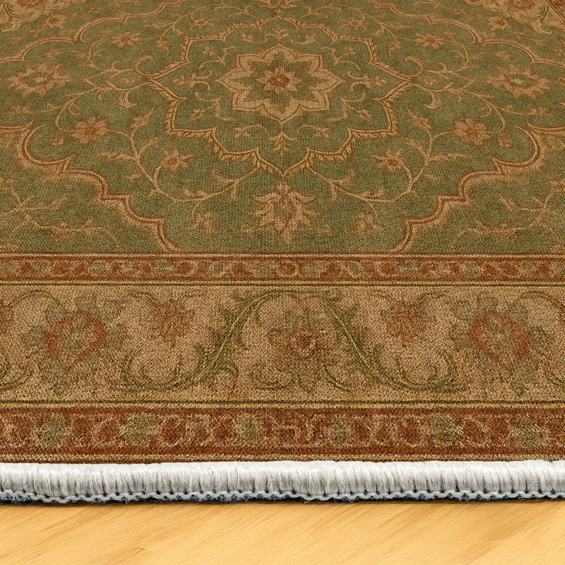 Nouvelle Collection Digital Print Cotton-Polyester Brown Oriental Rug, Runner 3'4" x 16'5"