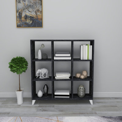 9 Cube Square Bookcase With Legs Cabinet Storage Shelving Display Wood Shelf