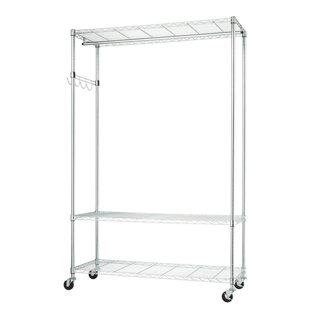Bevill 48'' Metal Rolling Clothing Rack Rebrilliant