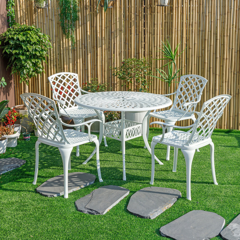  Timeless Beauty- Stylish Cast Aluminium Bistro Set, White