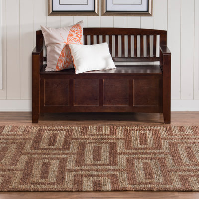 Tapis beige / rouge en jute à motif géométrique Chloraka