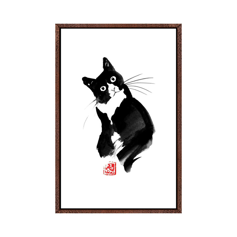 Dubitatif 1 Piece Wall Art on Canvas, 66.04 cm H x 45.72 cm W, Classic Brown Wood Framed