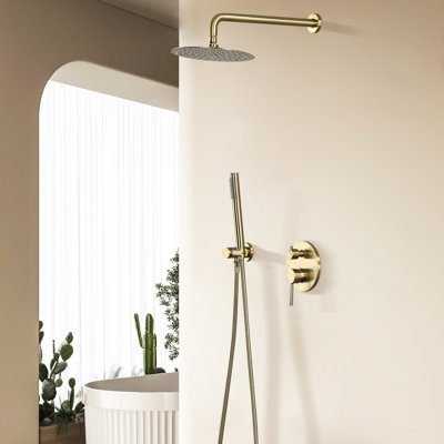 Wall Mount Shower System, 10" Rainfall Shower Head With Handheld Spray
