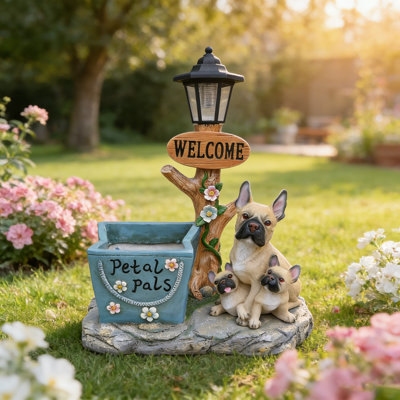 Statue de jardin bouledogue français pour décoration extérieure