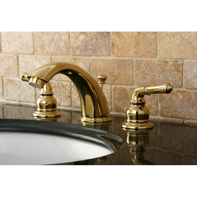 Kingston Brass Magellan Two-Handle 3-Hole Deck Mount Widespread Bathroom Faucet with Retail Pop-Up Drain