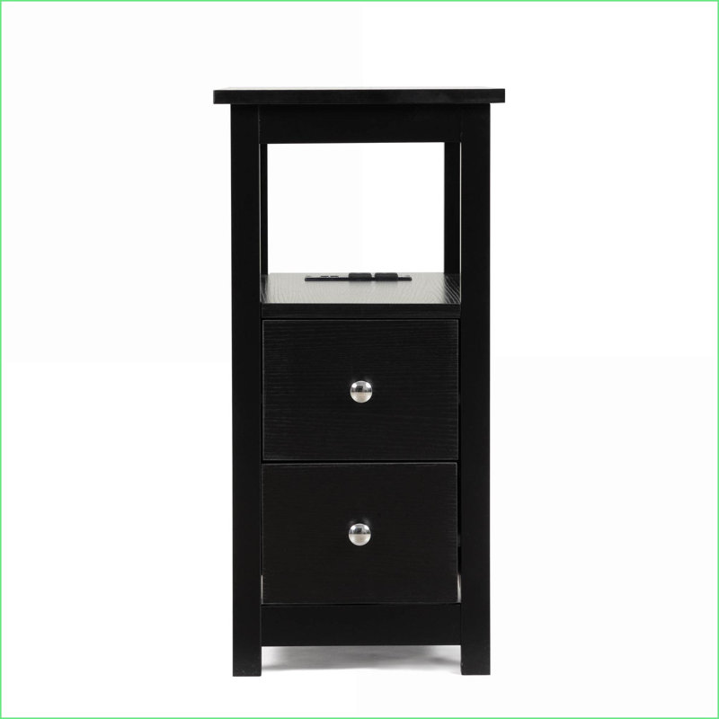 Table de chevet moderne avec station de charge, 2 tiroirs Rangement, assemblage facile