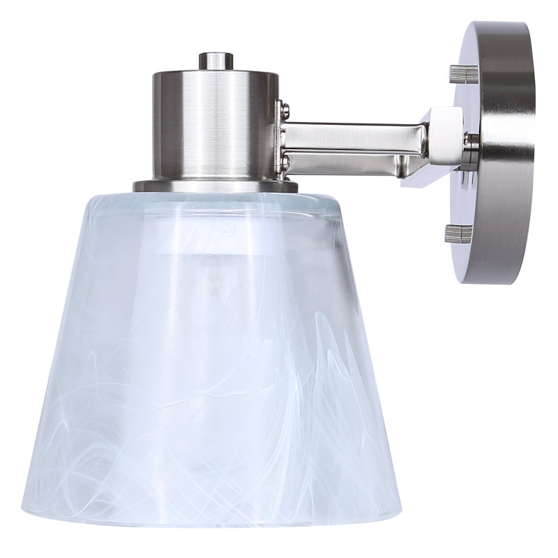 Brushed Nickel 16" Vanity Light with White Alabaster Glass Shades