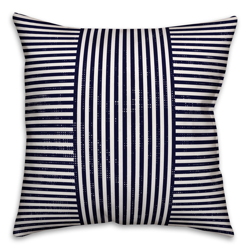 Navy Striped Polyester Euro Pillow Cover 18" x 18"