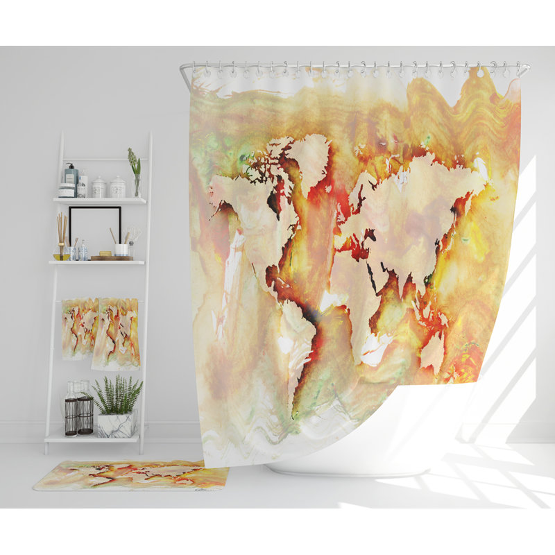 Navey Polyester Shower Curtain Set