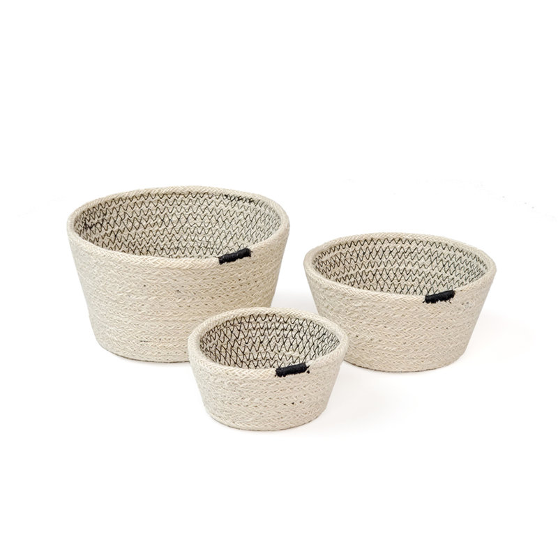 Ensemble de 3 paniers en jute, Noir