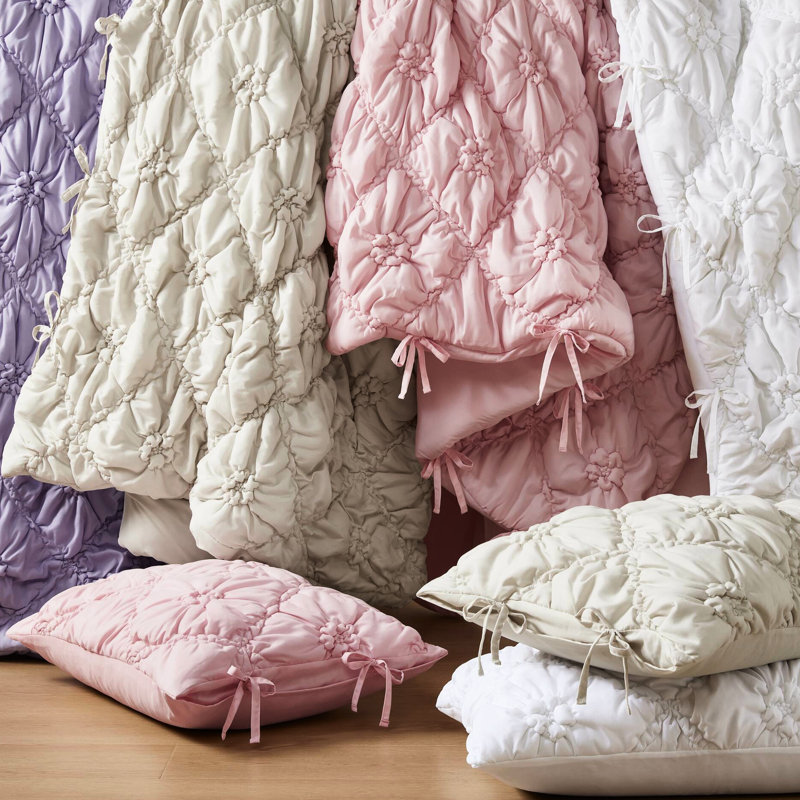 Édredon simple en 2 pièces, jolis accents floraux, surface en microfibre brossée douce, rembourrage, adaptable à toutes les saisons, lavable à la machine 2 pièces avec broderie décontractée et cravate, confort moelleux,