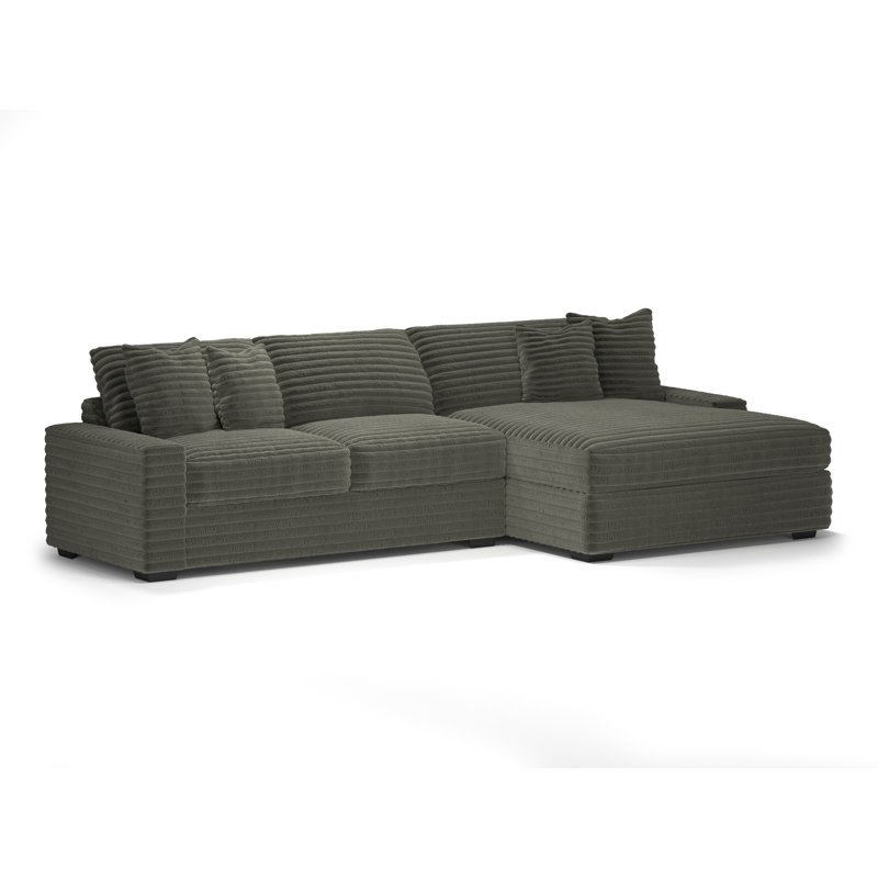 Gus Upholstered L-Shaped Sectional Right Hand Facing, Mondo Gunmetal with Spark Onyx pillows