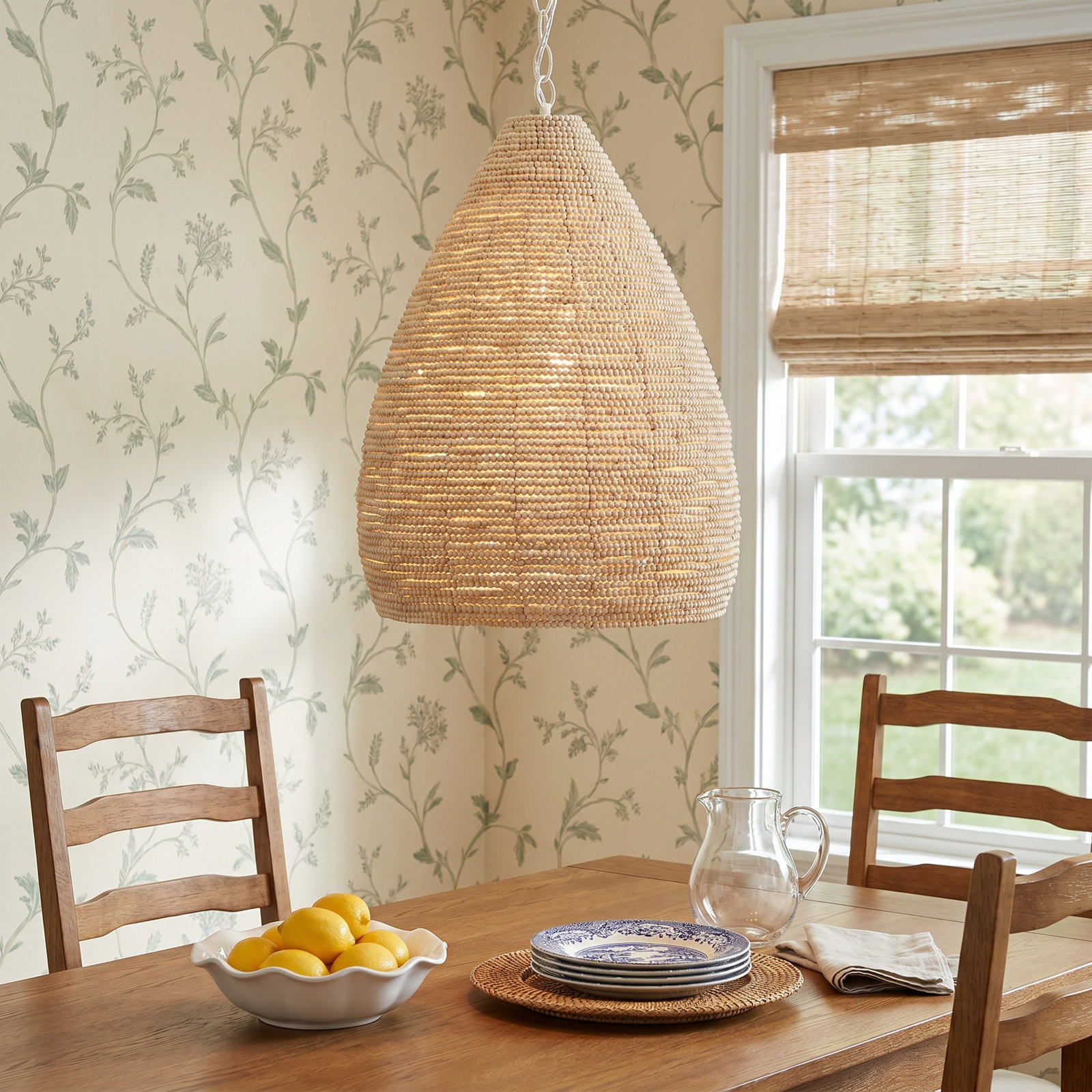 Karlene Single Light Wood Dimmable Pendant