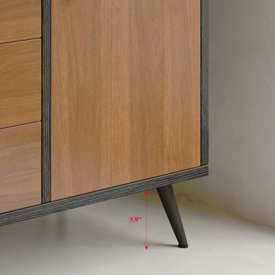Mid-Century Modern Free-Standing Bathroom Vanity with Ceramic Sink &  Sintered Stone Top