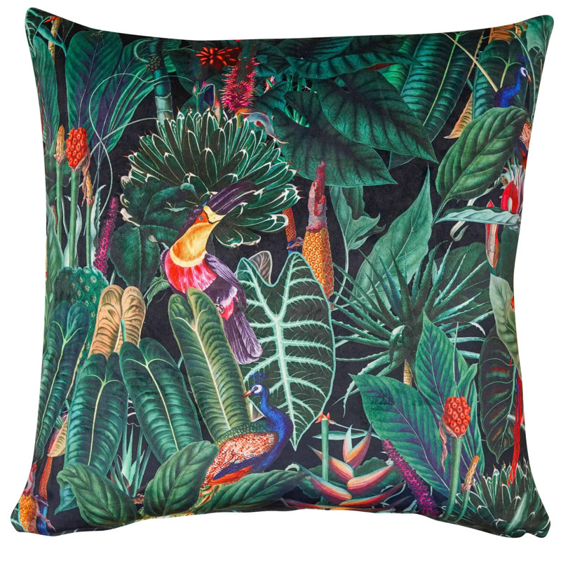 Animal Print Black Cushion, 43x43cm, Synthetic filled