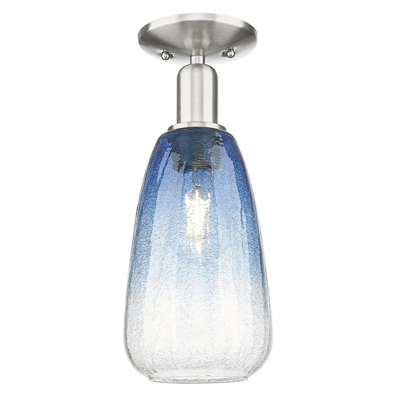 Downtown Urban - Baxter - 1 Light 6" Semi-Flush Mount , Brushed Satin Nickel, Sapphire Blue