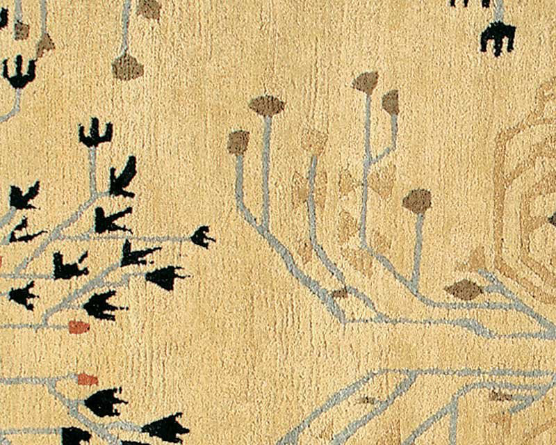 Donegal Branches Wool Oriental Area Rug in Beige/Black, Rectangle 9' x 12'