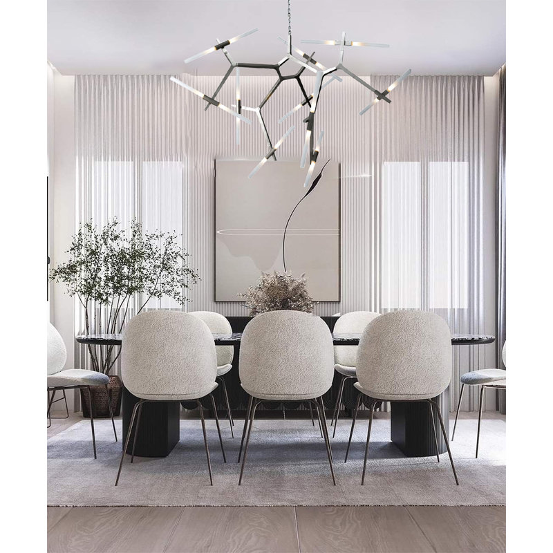Keltner 20 - Light Dimmable Sputnik Modern Linear Chandelier, Satin Nickel