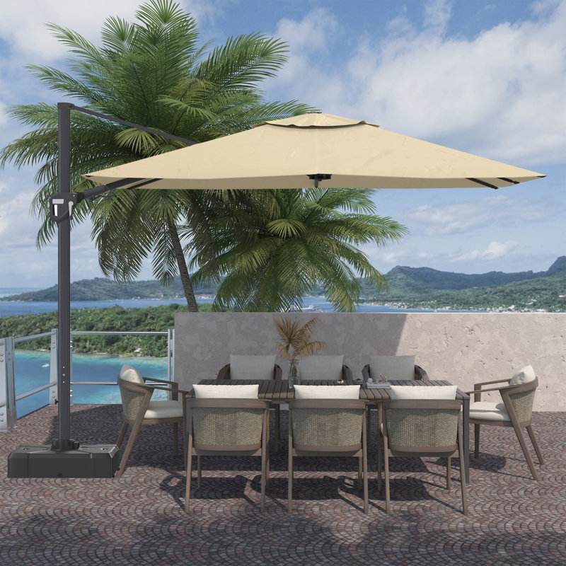 Parasol carré 11 pi en porte-à-faux beige, Beige