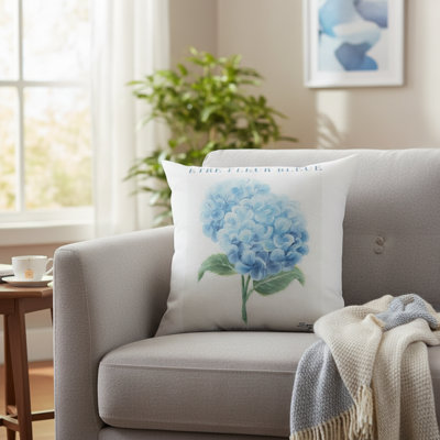 Coussin décoratif manuel intérieur / extérieur 18 po x 18 po Etre Fleur