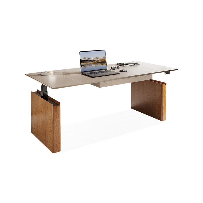 Bureau debout blanc en cuir, H 49,21 po x l 62,99 po x P 27,56 po