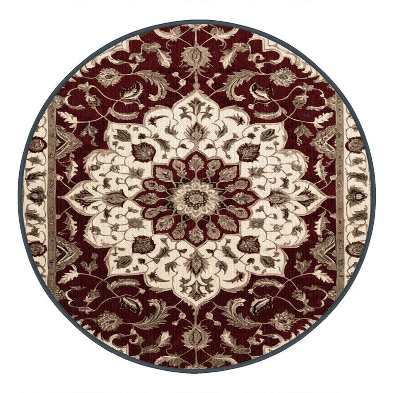 Tapis brun lavable à la machine, Rond 3 pi