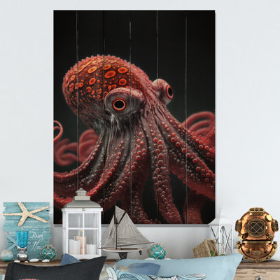 Pieuvre rouge de Murman sur le plancher océanique II - reproduction sur toile