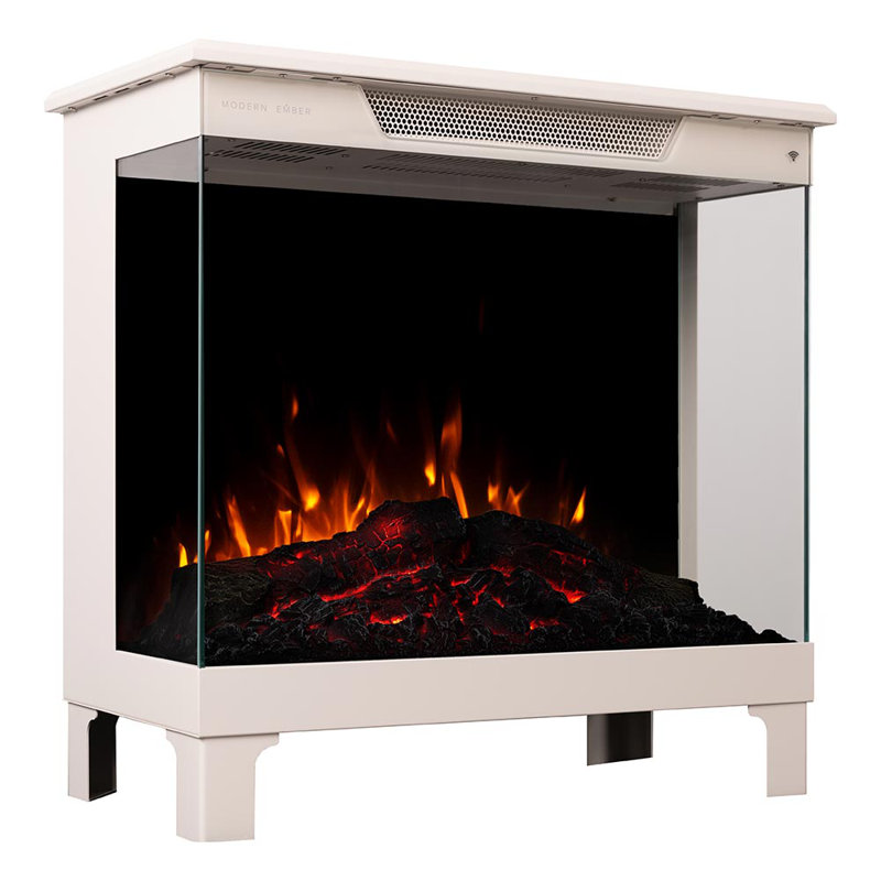 Foyer électrique 3 côtés Modern Ember Skyline Smart, Blanc