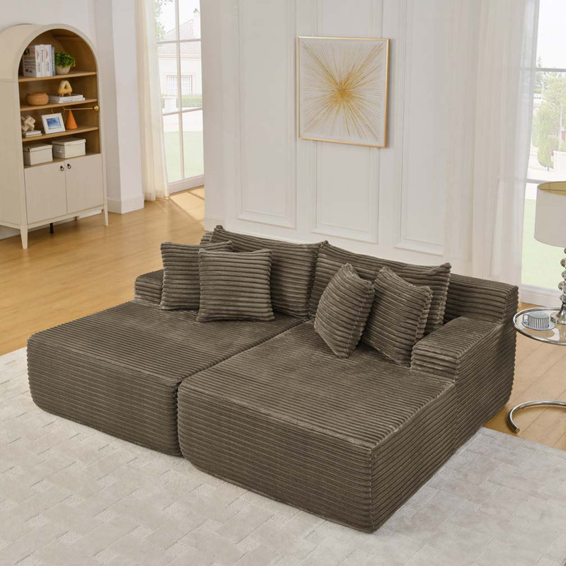 2-Seaters Sofa,Chaise Lounge Sofa, Brown