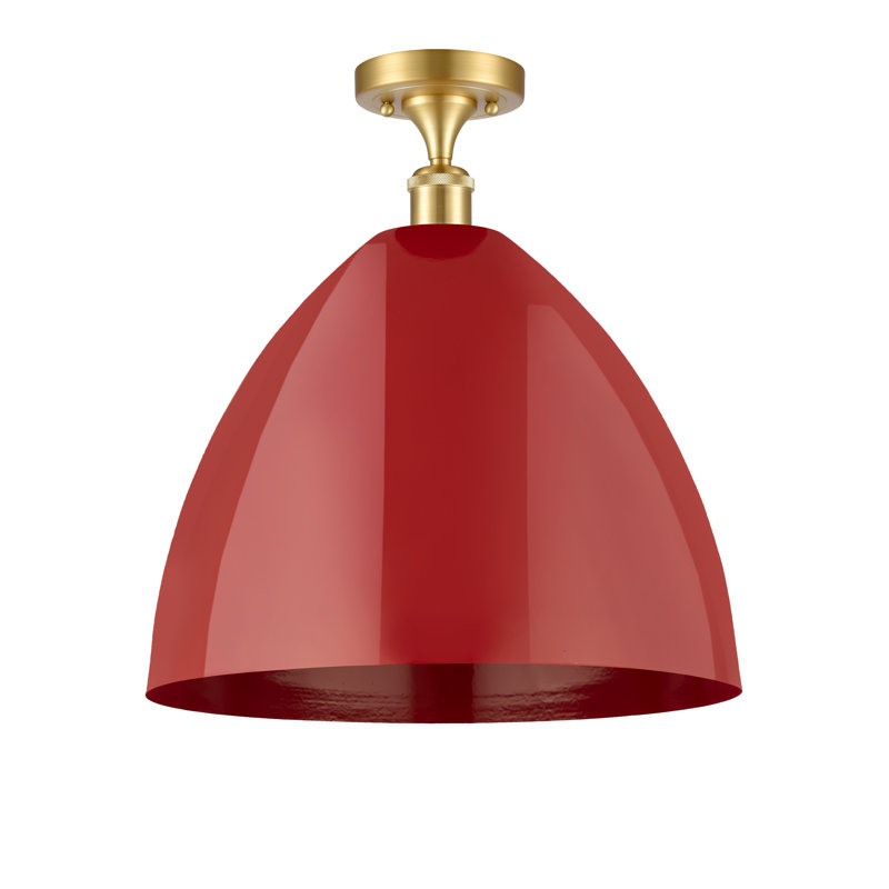 Crooksville Semi Flush Mount, Red, Satin Gold