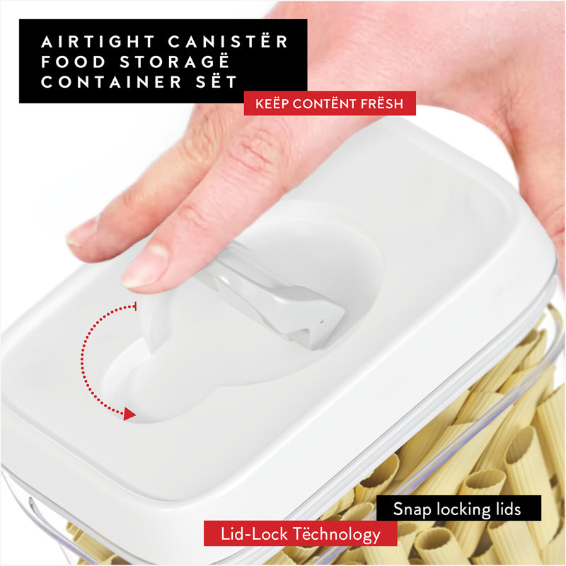 Clear Plastic Airtight Food Storage Containers Set with White Lids