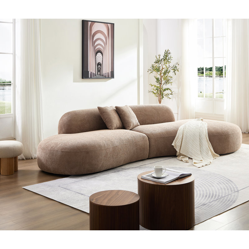 WKS4CCX2 Côté droit, canapé couleur chameau, coussin de dossier amovible, fonctions d'assise avant et arrière réglables, tissu durable, structure interne en bois massif rembourrée d'éponge haute densité