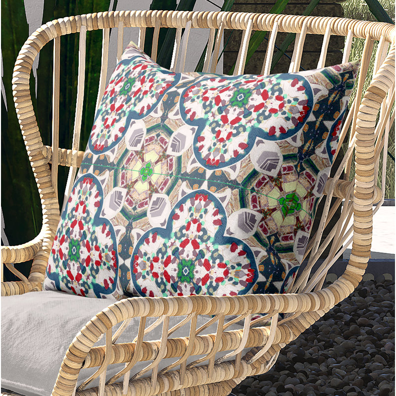 Housse de coussin carré et insert, 20 po X 20 po, Vert / Rouge / Blanc