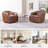 Genuine Leather Swivel Barrel Chair-506860359