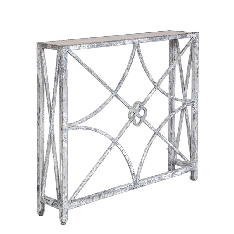 Console 37 po, Travertin léger, Blanc / gris / bleu / rouille