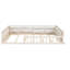 Lit plateforme tapissier pleine grandeur beige avec garde-corps et coussin moelleux - construction durable-1705770683