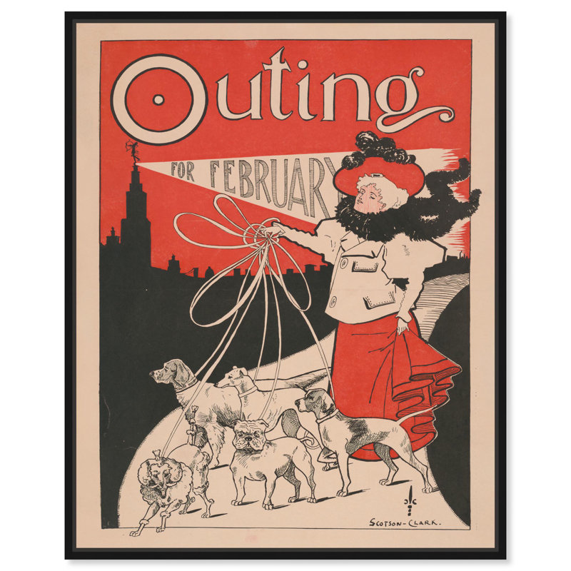 Outing for February 1896 Canvas Vintage Posters by Art Remedy, 21" H x 17" W, Black Frame