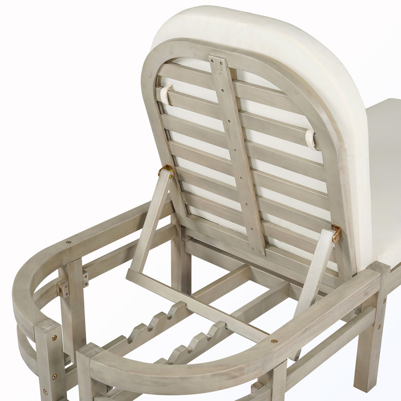 Outdoor Chaise Lounge With Arched Backrest And 5-Position Adjustable Backrest, Gray