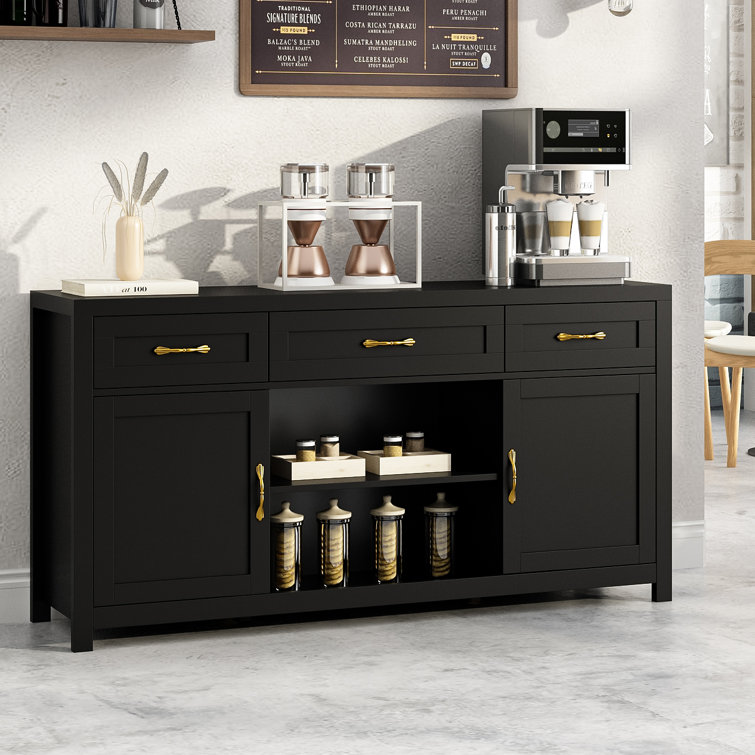 57.9" Sideboard With 3 Drawers, Adjustable Shelf
