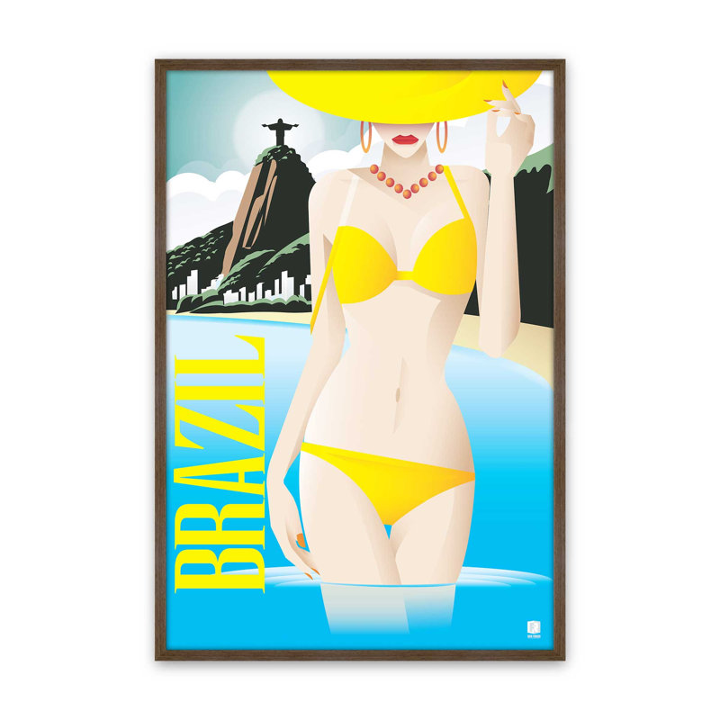 Viva Brazil Art Print, 15" H x 12" W, Framed Print without Mat, Walnut