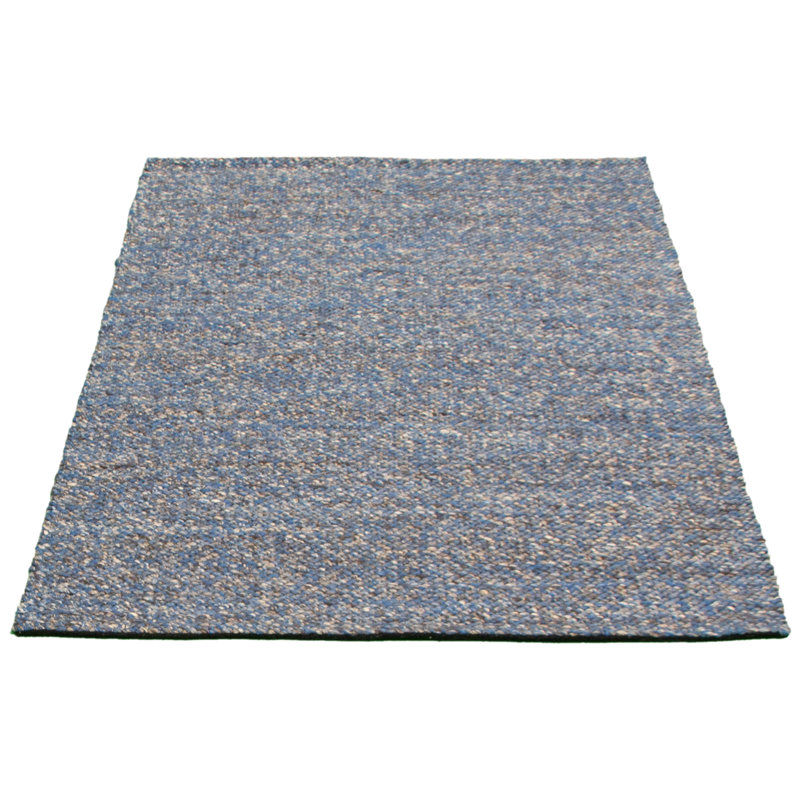 Tapis décoratif bleu en laine tressé à la main