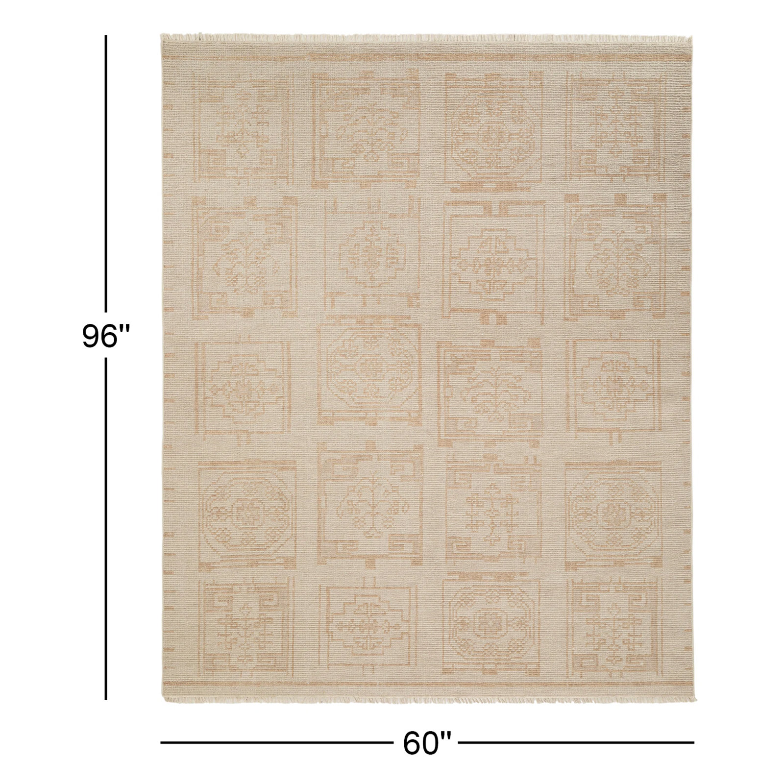 Mira Hand Knotted Wool Area Rug, Rectangle 5' x 8'