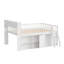 Lit mezzanine double avec tête de lit à DEL et rangement intégré, conception moderne pour chambre d'enfant, blanc-771810198-771810197