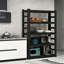 Support de rangement en métal à cinq couches de 87 po pour garages, grandes surfaces, tablettes réglables, surface rouillée, garde-corps latéraux, assemblage simple noir avec garde-corps Espace de vie principal, couche, facile