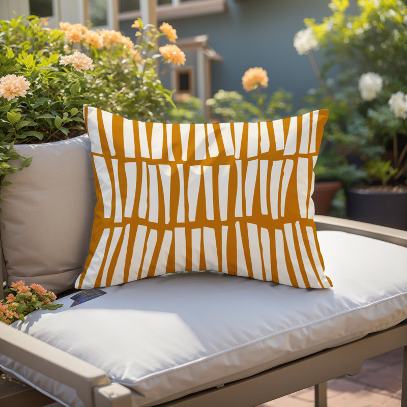 Clayton Spun Polyester Reversible Throw Pillow, 14"H x 20"W, Orange/Off White
