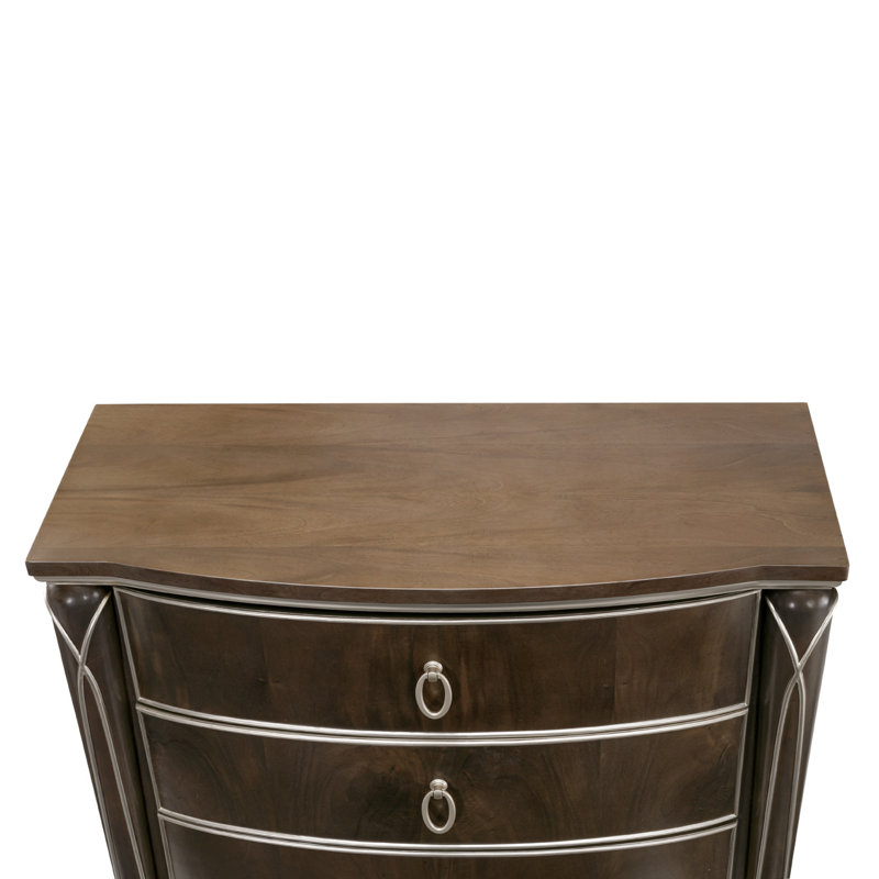 Villa Cherie Highboy Chest, Silver/Hazelnut