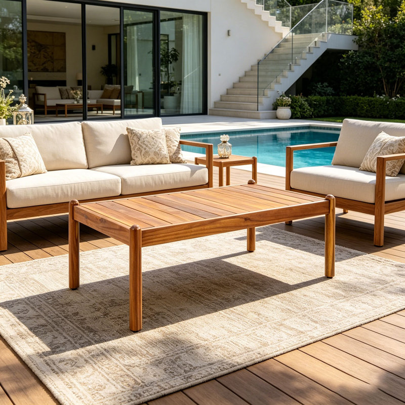 Table basse d'extérieur en bois d'acacia, Teck