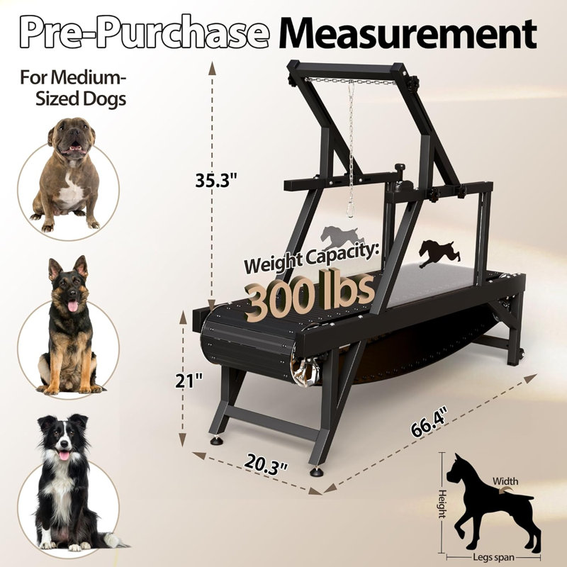 Non-Motorized Dog Treadmill with Adjustable Frame and Quick-Stop Brake