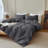 100% Cotton Houndstooth Waffle Weave Duvet Cover Set-135650988-135650989