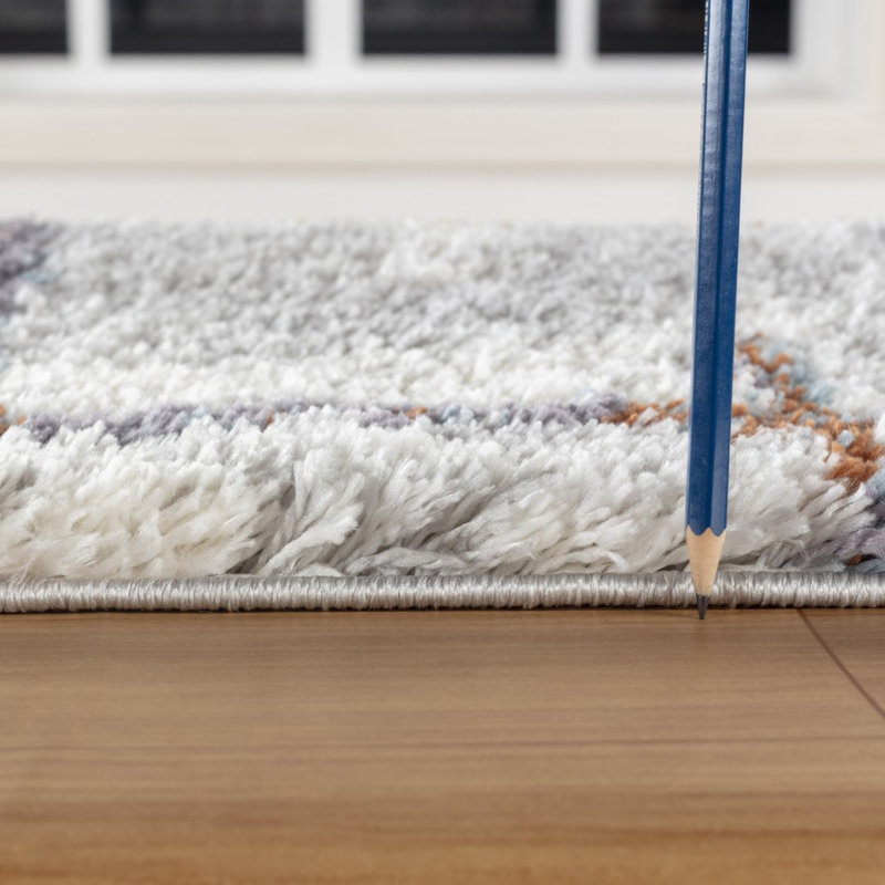 Luxueux tapis à poils longs en polyester élégant décor moderne ivoire
